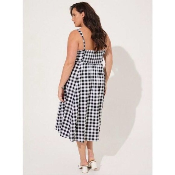 Torrid Midi Poplin Sweetheart Black and White Gingham Dress Size 3 - Picture 2 of 6